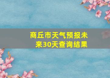 商丘市天气预报未来30天查询结果