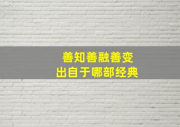 善知善融善变出自于哪部经典