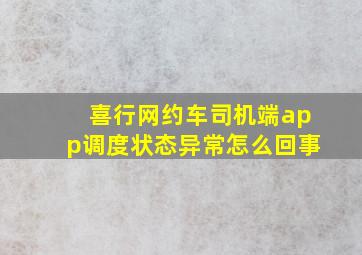 喜行网约车司机端app调度状态异常怎么回事