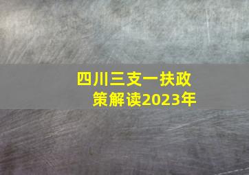 四川三支一扶政策解读2023年