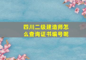 四川二级建造师怎么查询证书编号呢