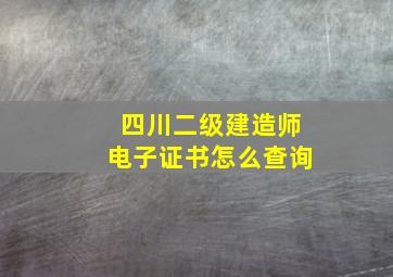 四川二级建造师电子证书怎么查询