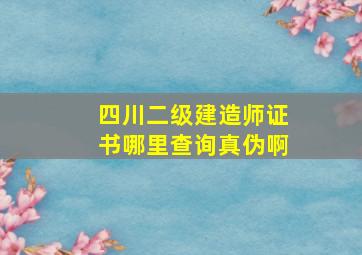 四川二级建造师证书哪里查询真伪啊