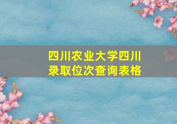 四川农业大学四川录取位次查询表格