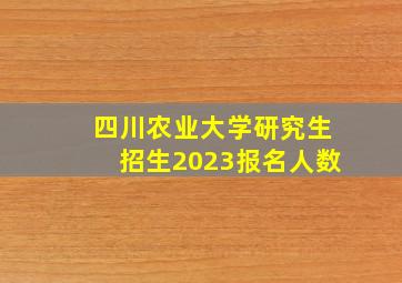 四川农业大学研究生招生2023报名人数