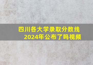 四川各大学录取分数线2024年公布了吗视频