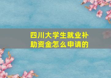 四川大学生就业补助资金怎么申请的