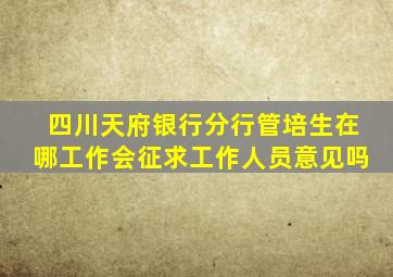 四川天府银行分行管培生在哪工作会征求工作人员意见吗