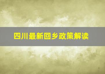 四川最新回乡政策解读