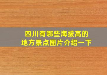 四川有哪些海拔高的地方景点图片介绍一下