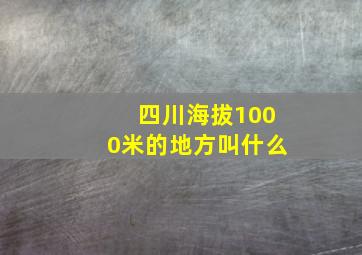 四川海拔1000米的地方叫什么