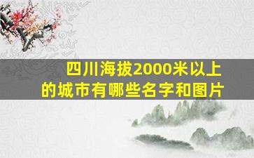 四川海拔2000米以上的城市有哪些名字和图片