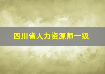 四川省人力资源师一级