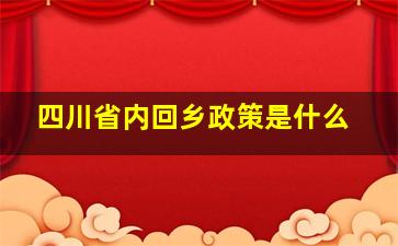 四川省内回乡政策是什么