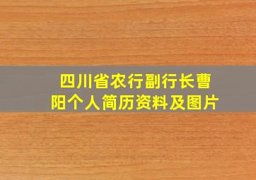 四川省农行副行长曹阳个人简历资料及图片