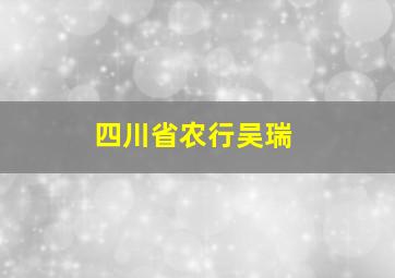 四川省农行吴瑞