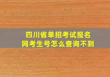 四川省单招考试报名网考生号怎么查询不到