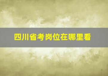 四川省考岗位在哪里看