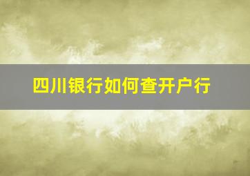 四川银行如何查开户行