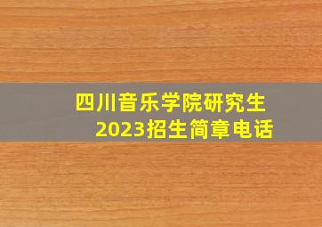 四川音乐学院研究生2023招生简章电话