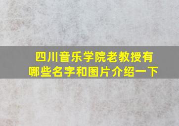 四川音乐学院老教授有哪些名字和图片介绍一下