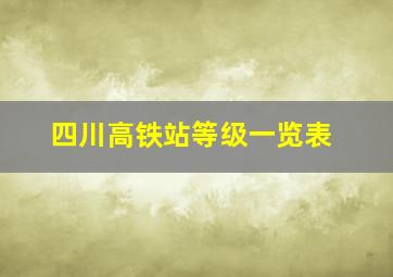 四川高铁站等级一览表