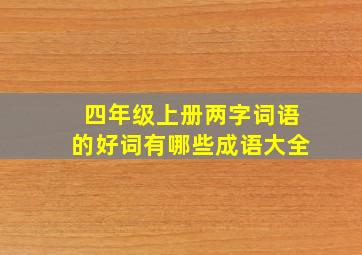 四年级上册两字词语的好词有哪些成语大全