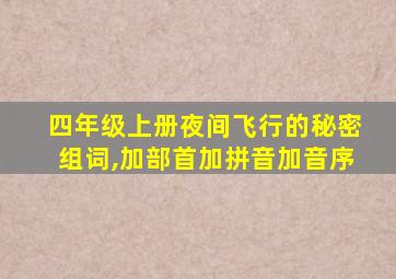 四年级上册夜间飞行的秘密组词,加部首加拼音加音序