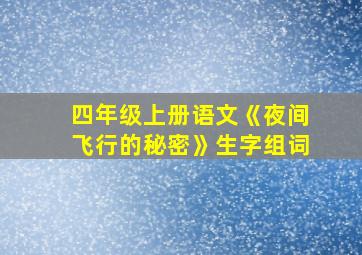 四年级上册语文《夜间飞行的秘密》生字组词