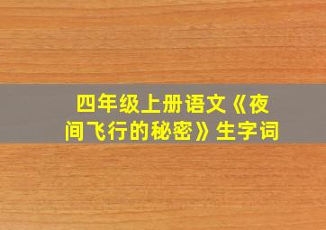 四年级上册语文《夜间飞行的秘密》生字词