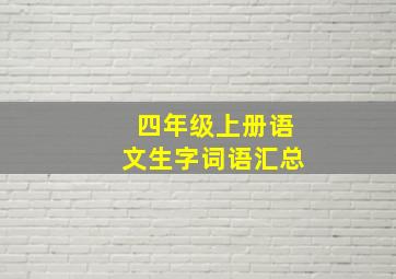 四年级上册语文生字词语汇总