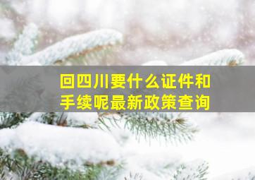 回四川要什么证件和手续呢最新政策查询