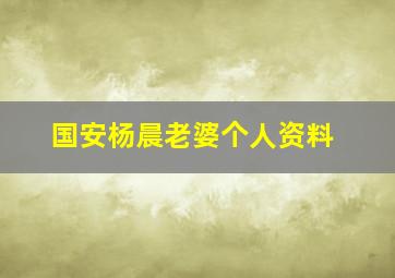 国安杨晨老婆个人资料