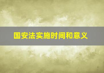 国安法实施时间和意义