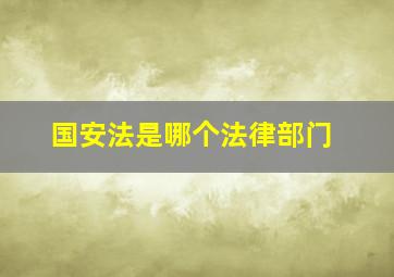 国安法是哪个法律部门