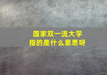 国家双一流大学指的是什么意思呀