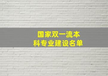 国家双一流本科专业建设名单