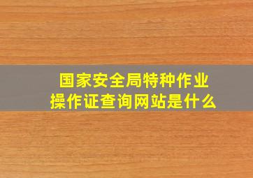 国家安全局特种作业操作证查询网站是什么