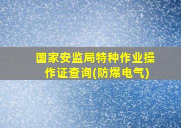 国家安监局特种作业操作证查询(防爆电气)