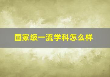 国家级一流学科怎么样