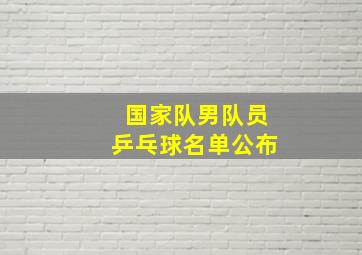 国家队男队员乒乓球名单公布