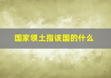 国家领土指该国的什么