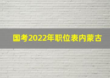 国考2022年职位表内蒙古