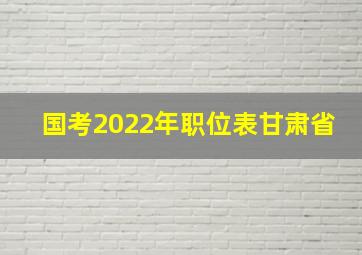 国考2022年职位表甘肃省