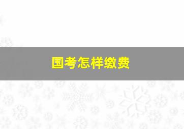 国考怎样缴费