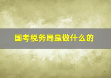 国考税务局是做什么的