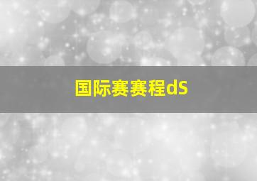 国际赛赛程dS