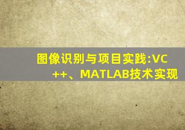 图像识别与项目实践:VC++、MATLAB技术实现