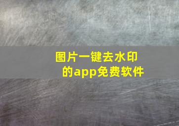 图片一键去水印的app免费软件