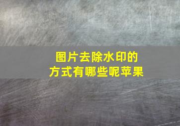 图片去除水印的方式有哪些呢苹果